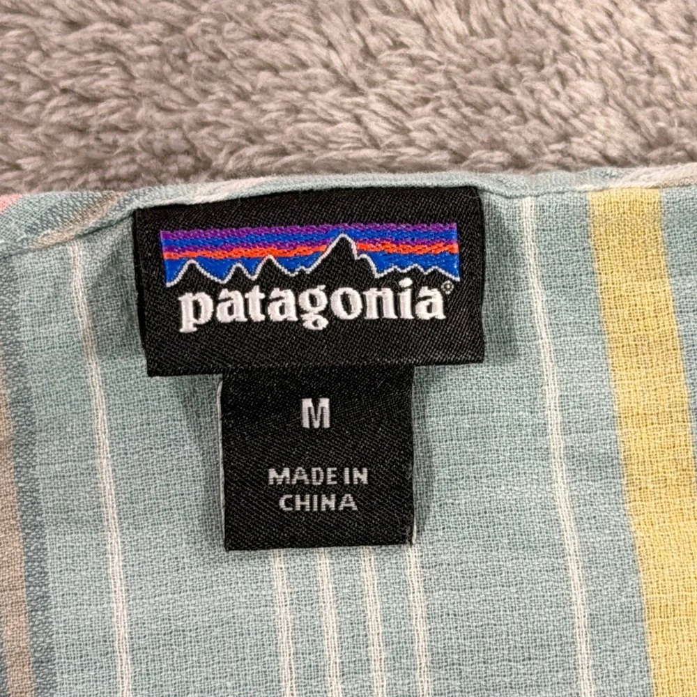 Patagonia Tunic Dress Womens‎ M Blue Striped Organic Cotton Hemp 58295 SP19